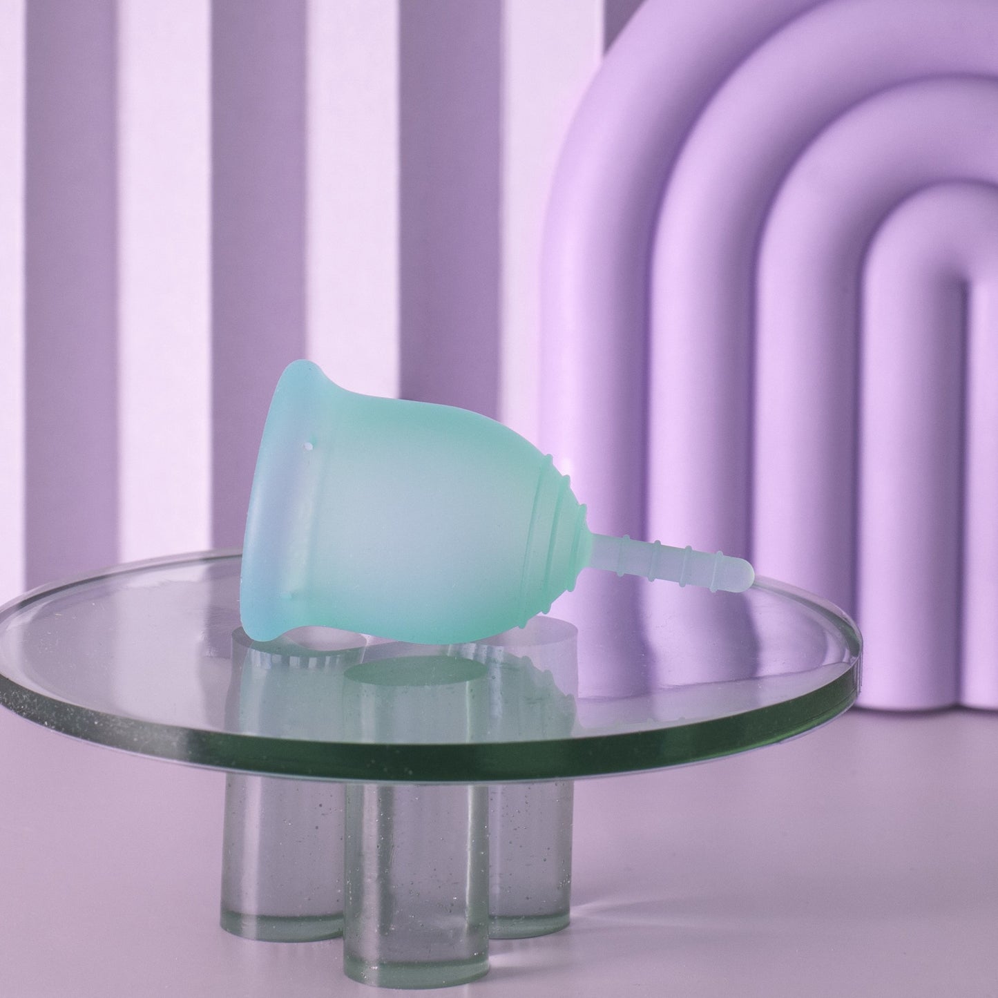 Lena menstrual cup on pedestal size small