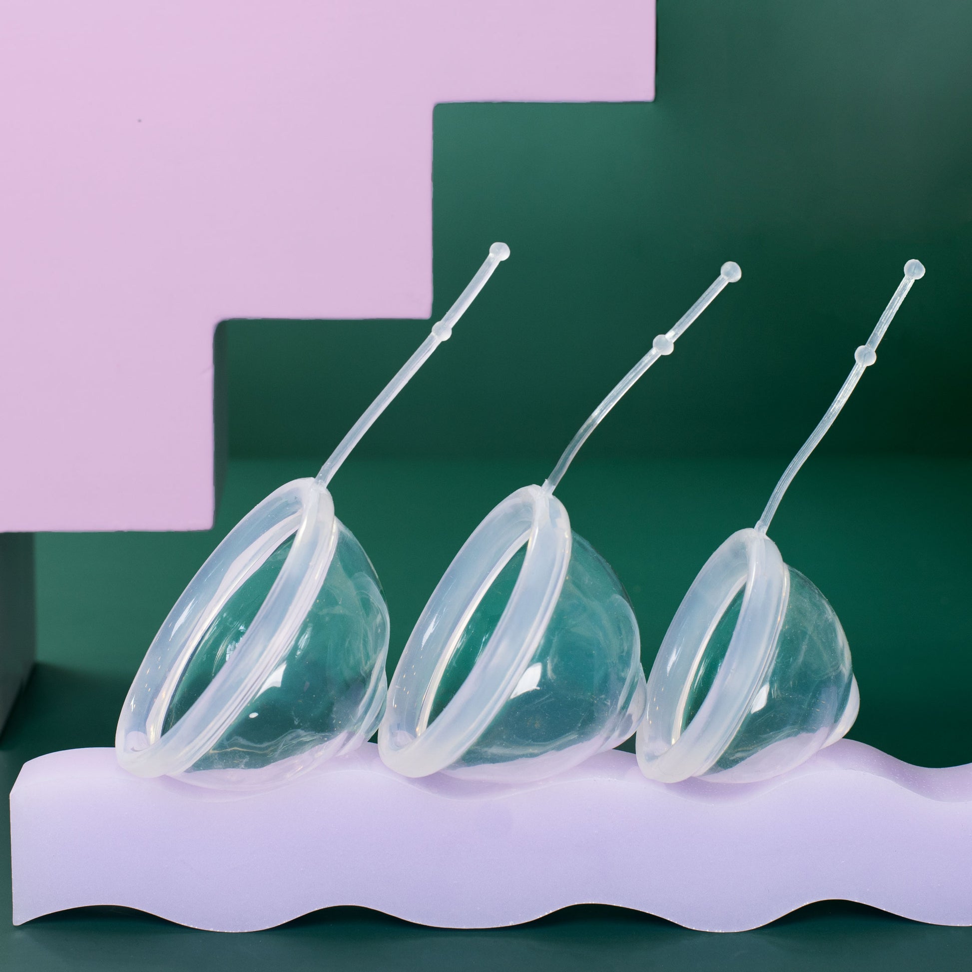 High Medium Short Lumma Unique menstrual discs size comparison in clear