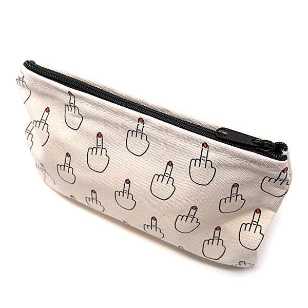 The Middle Finger Makeup Bag Pouch by Unblushing is a wet bag made from Cotton.