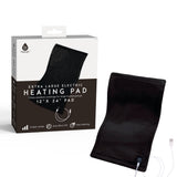 The Pursonic Large Electric Heating Pad with USB-C, extra large and black, features adjustable heat settings and a white control cord. It is shown beside its packaging, which displays the 12"x24" pad and highlights key product features.