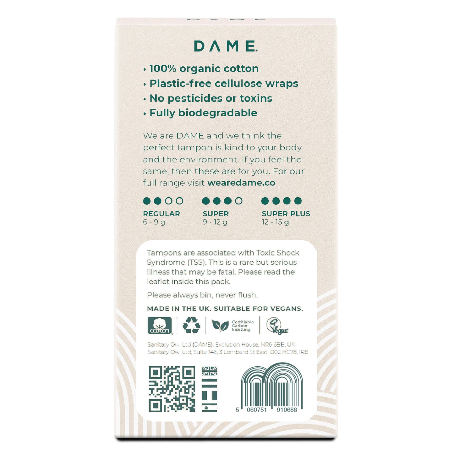 Organic Cotton Tampons (16-pack)