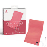 The Pursonic Large Electric Heating Pad with USB-C, shown in pink XL next to its box, features adjustable heat settings, auto shut-off, fast heating, a control button, and convenient USB-C power.