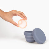 slate blue saalt menstrual cup sanitizer and saalt disc