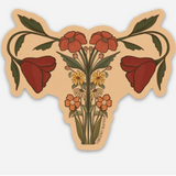 Orange Wildflower Uterus Sticker