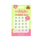Twinkle Toes Pimple Patches - 60pc come in pink and green packaging, feature silver star-shaped patches with salicylic acid and tea tree oil, are cruelty-free, and provide fun concealing for blemishes.