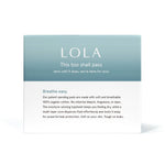 A blue and white box labeled Lola 20ct Ultra Thin Pads w/ Wings, Heavy showcases ultra thin pads made with soft, breathable organic cotton and reliable leak protection.