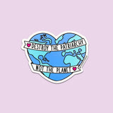 The Destroy the Patriarchy vinyl sticker features a heart-shaped Earth with a white banner reading “Destroy the patriarchy, not the planet,” accented by pink hearts on light purple—an eco-friendly way to make a statement.