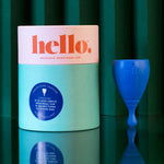 XS Hello Cup High Cervix with papertube box on green background