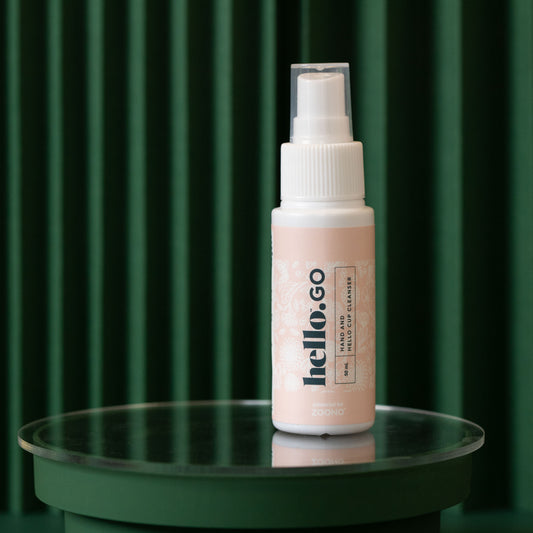 Spray Menstrual Cup Cleaner Hello Go in packaging