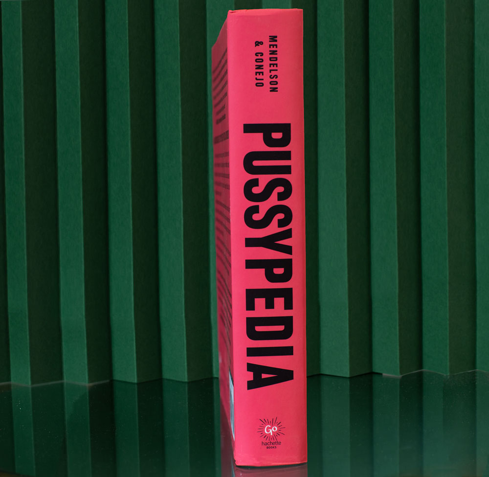 pussypedia sex education book on green background