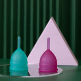 saalt teen menstrual cups side by size aqua green wild rose 