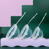 High Medium Short Lumma Unique menstrual discs size comparison in clear 