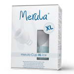 Merula XL in ice clear menstrual cup for heavy periods
