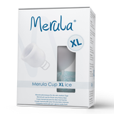 Merula XL in ice clear menstrual cup for heavy periods